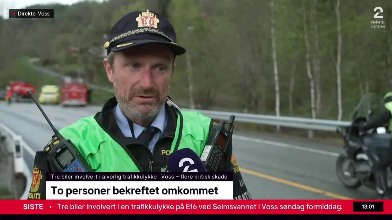 Bilulykken i Voss: – To er omkommet og en er flydd til Haukeland