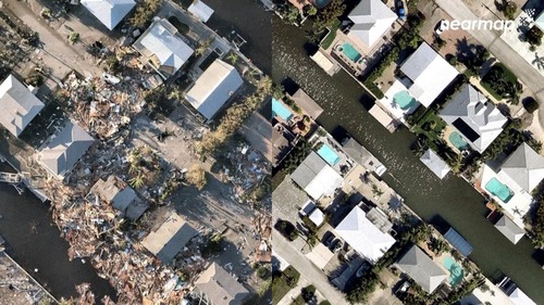 Dramatiske før- og etter-bilder viser de enorme ødeleggelsene