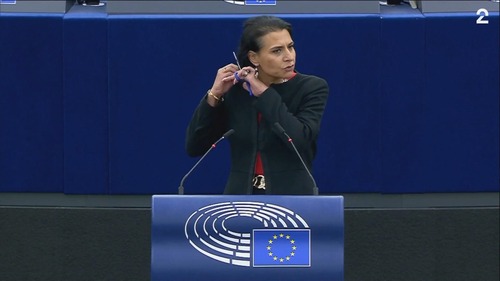 Klipper av seg håret på talerstolen i EU-parlamentet