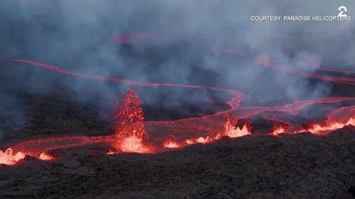 Her strømmer lavaen ned fjellsiden